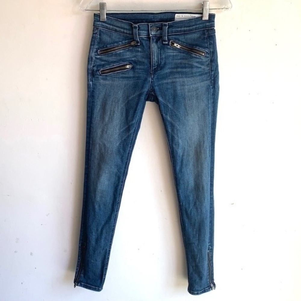 Rag & Bone Straight Leg Oil Stain Jeans
